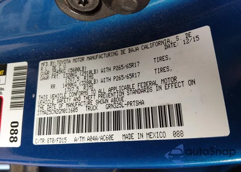 2016 Toyota Tacoma Trd Sport из США, поврежденный, VIN 3TMAZ5CN2GM011605